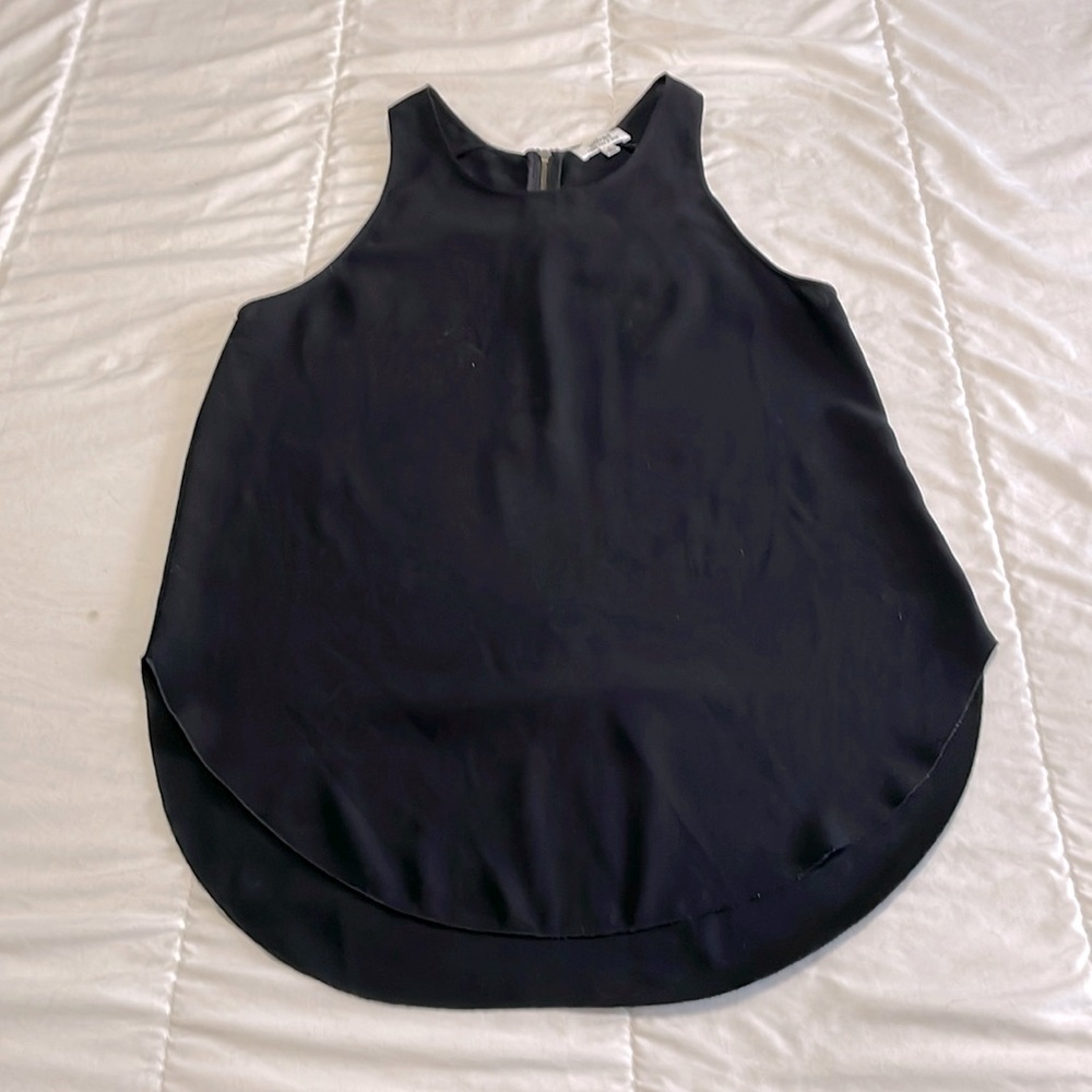 Wilfred Polyester and Silk High Low Exposed Zipper Tank Size Small